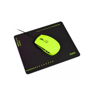 Miš Port neon USB žični + podloga za miš