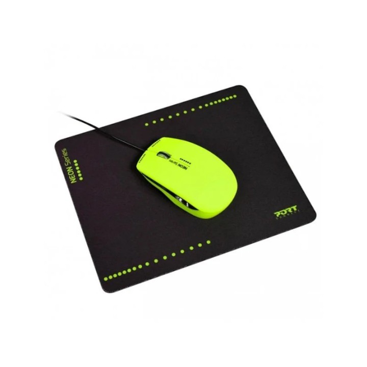 Miš Port neon USB žični + podloga za miš